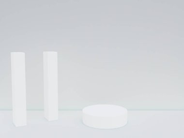 Beyaz renk, minimalizm tarzı sunum için podyum sahnesi ve kopya alanı ile 11 numara, soyut arkaplan tasarımı için 3d görünüm