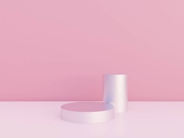 Kopyalama alanı ile minimalizm tarzında sunum yapmak için podyumu olan sahne, soyut arkaplan tasarımını 3d render