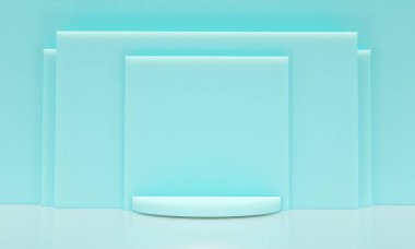Kopyalama alanı ile minimalizm tarzında sunum yapmak için podyumu olan sahne, soyut arkaplan tasarımını 3d render