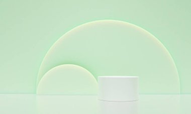 Kopyalama alanı ile minimalizm tarzında sunum yapmak için podyumu olan sahne, soyut arkaplan tasarımını 3d render