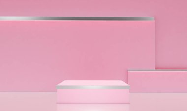 Kopyalama alanı ile minimalizm tarzında sunum yapmak için podyumu olan sahne, soyut arkaplan tasarımını 3d render