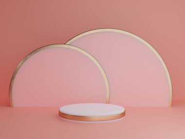 Kopyalama alanı ile minimalizm tarzında sunum yapmak için podyumu olan sahne, soyut arkaplan tasarımını 3d render