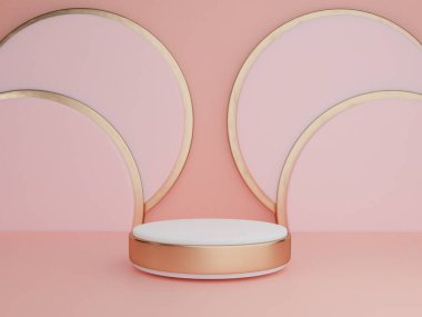 Kopyalama alanı ile minimalizm tarzında sunum yapmak için podyumu olan sahne, soyut arkaplan tasarımını 3d render