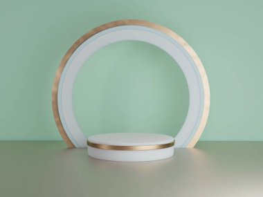 Kopyalama alanı ile minimalizm tarzında sunum yapmak için podyumu olan sahne, soyut arkaplan tasarımını 3d render
