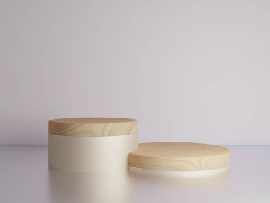 Kopyalama alanı ile minimalizm tarzında sunum yapmak için podyumu olan sahne, soyut arkaplan tasarımını 3d render