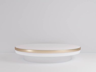 Kopyalama alanı ile minimalizm tarzında sunum yapmak için podyumu olan sahne, soyut arkaplan tasarımını 3d render