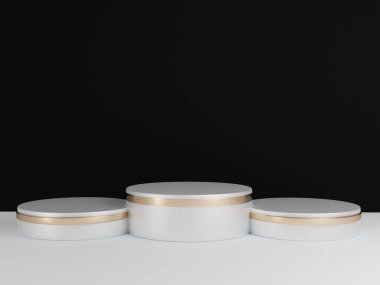 Kopyalama alanı ile minimalizm tarzında sunum yapmak için podyumu olan sahne, soyut arkaplan tasarımını 3d render