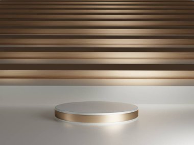 Kopyalama alanı ile minimalizm tarzında sunum yapmak için podyumu olan sahne, soyut arkaplan tasarımını 3d render