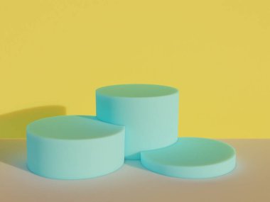 Kopyalama alanı ile minimalizm tarzında sunum yapmak için podyumu olan sahne, soyut arkaplan tasarımını 3d render