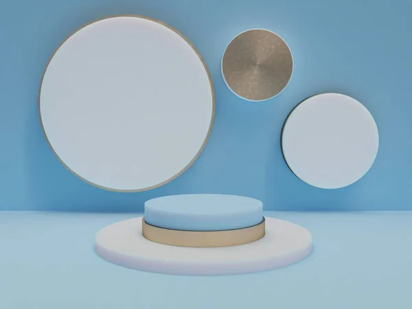Kopyalama alanı ile minimalizm tarzında sunum yapmak için podyumu olan sahne, soyut arkaplan tasarımını 3d render