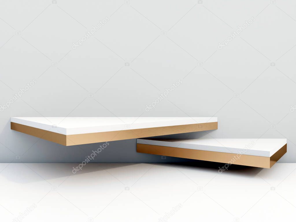 Scene with podium for mock up presentation in minimalism style with copy space, 3d render abstract background design