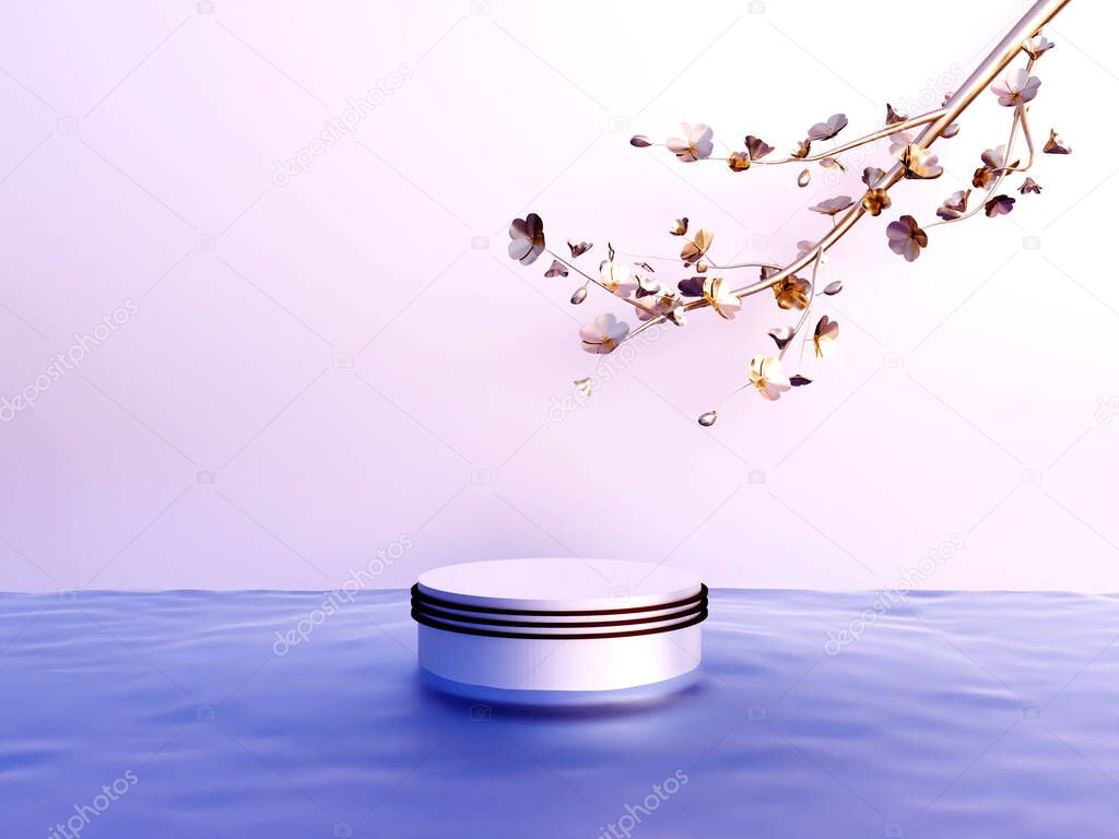 Scene with podium for mock up presentation in minimalism style with copy space, 3d render abstract background design