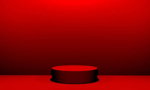 Scene Red Color Podium Mock Presentation Minimalism Style Copy Space — Stock Photo, Image