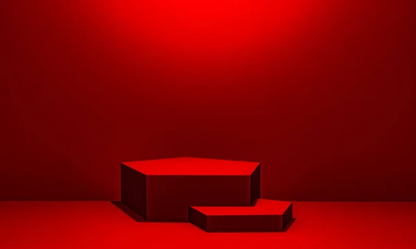 Escena Con Podio Color Rojo Para Una Presentación Simulada Estilo — Foto de Stock