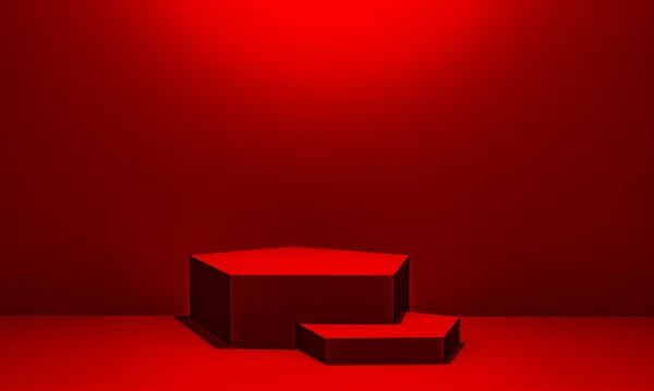 Scène Avec Podium Couleur Rouge Pour Une Présentation Maquette Dans — Photo