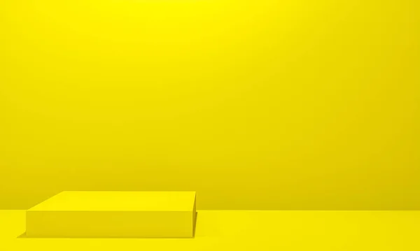 Scene with yellow color podium for mock up presentation in minimalism style with copy space, 3d render abstract background design