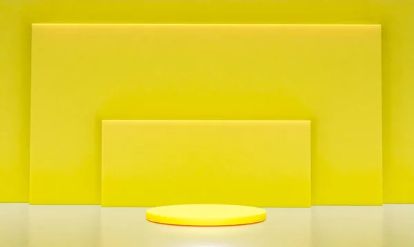 Escena Con Podio Color Amarillo Para Una Presentación Simulada Estilo —  Fotos de Stock