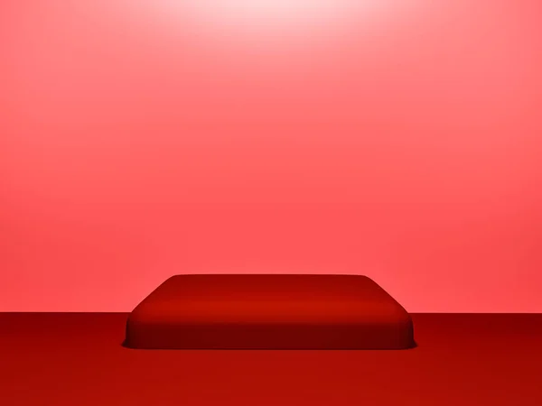 Scena Con Podio Colore Rosso Presentazione Del Modello Stile Minimalismo — Foto Stock