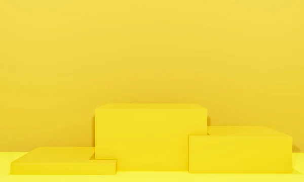 Szene Mit Gelbem Farbpodest Für Mock Präsentation Minimalismus Stil Mit — Stockfoto