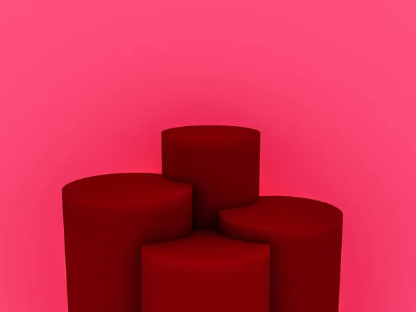 Scéna Červeným Barevným Pódiem Pro Modelovou Prezentaci Stylu Minimalismu Kopírovacím — Stock fotografie