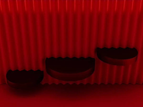 Сцена Красным Подиумом Имитации Презентации Стиле Минимализма Пространством Копирования Рендерингом — стоковое фото