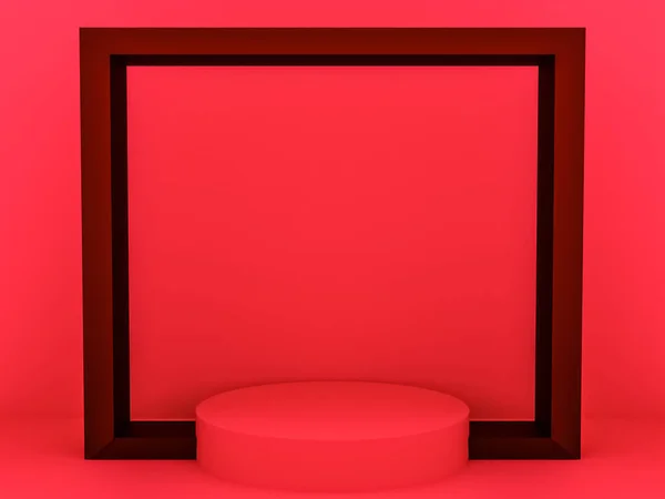 Scena Con Podio Colore Rosso Presentazione Del Modello Stile Minimalismo — Foto Stock