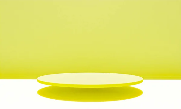 Σκηνή Κίτρινο Χρώμα Βάθρου Για Mock Παρουσίαση Μινιμαλιστικό Στυλ Χώρο — Φωτογραφία Αρχείου