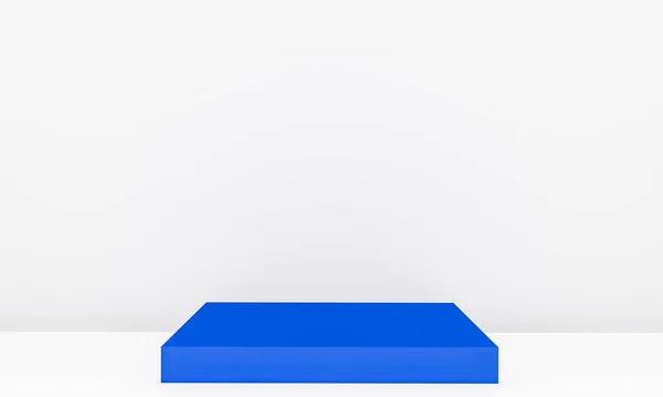 Cena Com Pódio Cor Azul Para Simular Apresentação Estilo Minimalismo — Fotografia de Stock