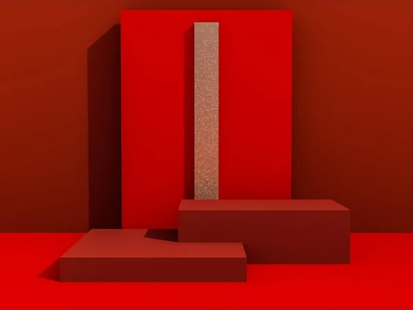 Escena Con Podio Color Rojo Para Una Presentación Simulada Estilo — Foto de Stock
