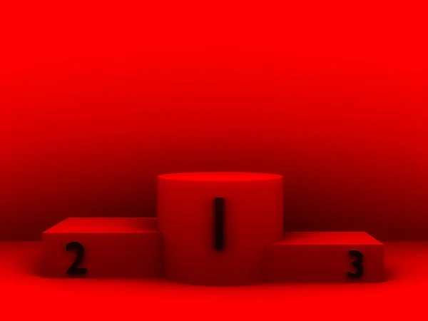 Scene with red color podium for mock up presentation in minimalism style with copy space, 3d render abstract background design