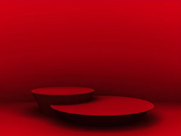 Scena Con Podio Colore Rosso Presentazione Del Modello Stile Minimalismo — Foto Stock