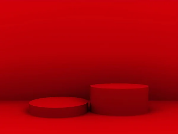 Scena Con Podio Colore Rosso Presentazione Del Modello Stile Minimalismo — Foto Stock