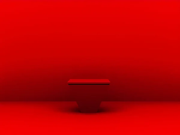 Cena Com Pódio Cor Vermelha Para Simular Apresentação Estilo Minimalismo — Fotografia de Stock
