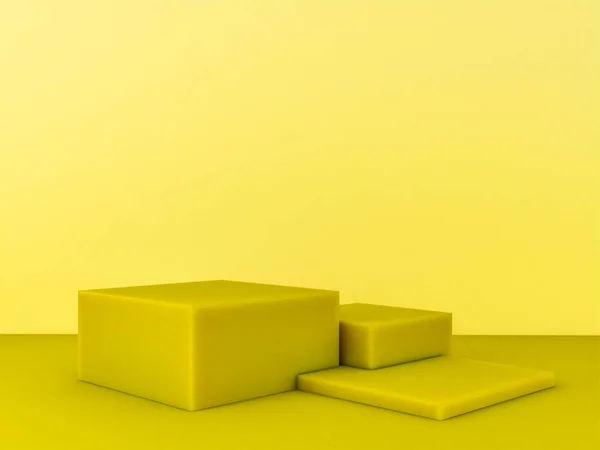 Szene Mit Gelbem Farbpodest Für Mock Präsentation Minimalismus Stil Mit — Stockfoto