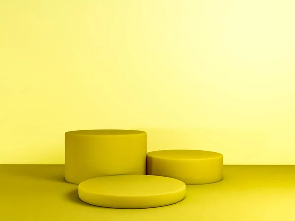 Σκηνή Κίτρινο Χρώμα Βάθρου Για Mock Παρουσίαση Μινιμαλιστικό Στυλ Χώρο — Φωτογραφία Αρχείου