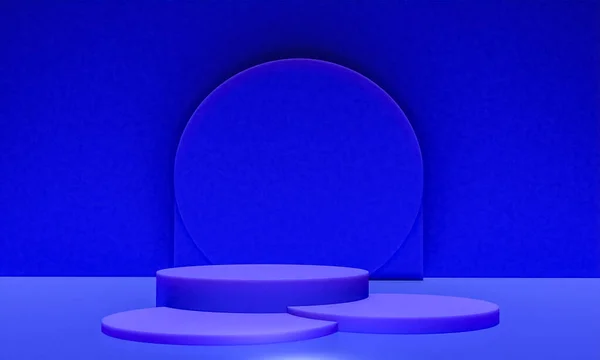 Scena Con Podio Colore Blu Presentazione Del Modello Stile Minimalismo — Foto Stock