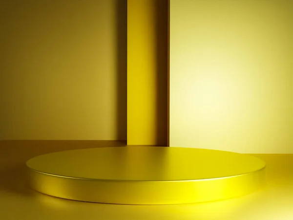 Escena Con Podio Color Amarillo Para Una Presentación Simulada Estilo —  Fotos de Stock