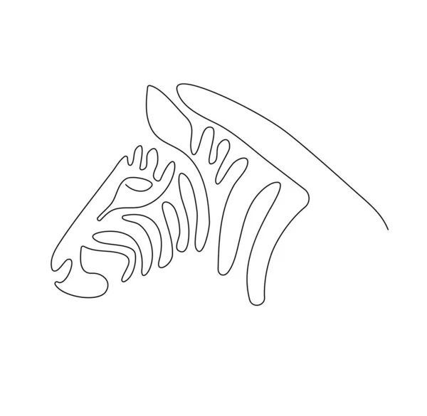ベクトル図 黒と白の色で抽象ゼブラの頭 元のアウトライン1行連続塗装図面 — ストックベクタ