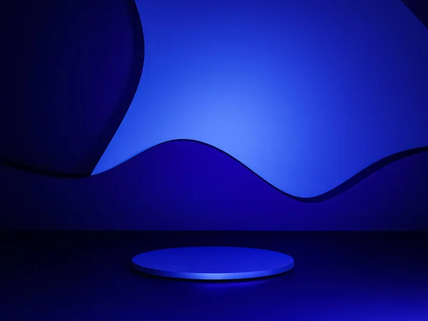 Scena Ciemnoniebieskim Podium Kolorów Makiety Prezentacji Stylu Minimalizmu Przestrzenią Kopiowania — Zdjęcie stockowe