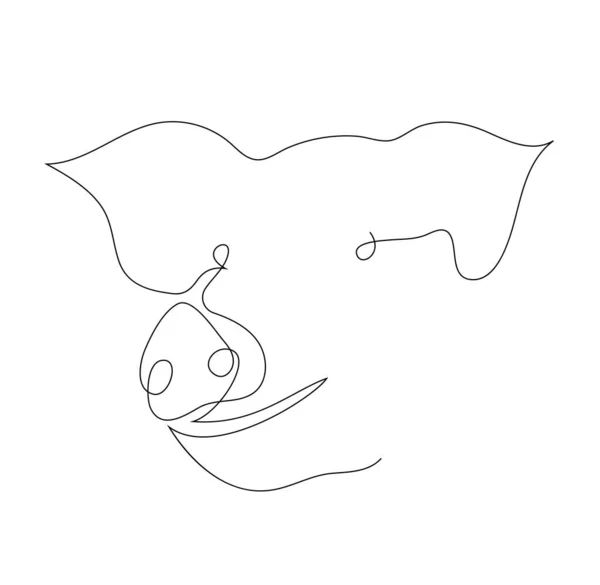 Illustration Vectorielle Tête Cochon Abstraite Noir Blanc Contour Original Dessin — Image vectorielle