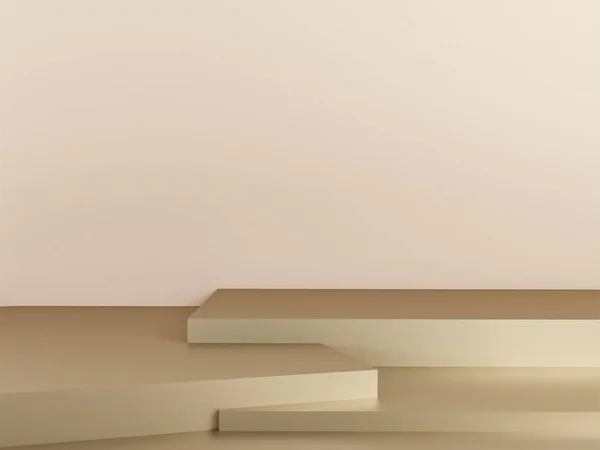 Scena Beżowym Podium Kolorów Makiety Prezentacji Stylu Minimalizmu Przestrzenią Kopiowania — Zdjęcie stockowe