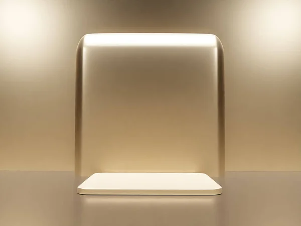 Scène Met Beige Kleurenpodium Voor Mock Presentatie Minimalistische Stijl Met — Stockfoto