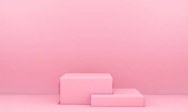Scene with pink color podium for mock up presentation in minimalism style with copy space, 3d render abstract background design