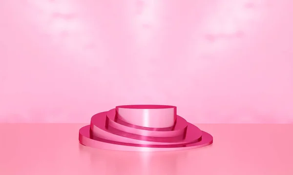 Escena Con Podio Color Rosa Para Una Presentación Simulada Estilo —  Fotos de Stock