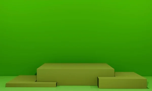 Scena Con Podio Colore Verde Presentazione Del Modello Stile Minimalismo — Foto Stock