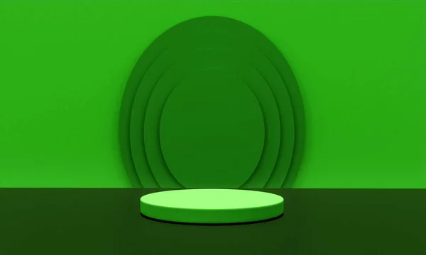 Escena Con Podio Color Verde Para Una Presentación Simulada Estilo —  Fotos de Stock