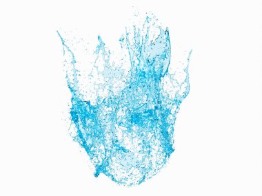 Güzel soyut sıvı arkaplan şeffaf mavi su sıçraması ile beyaz, 3D çizim tasarımı