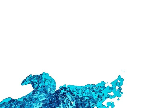美丽的抽象液体背景 透明的蓝色水花洒在白色上 3D渲染图解设计 — 图库照片