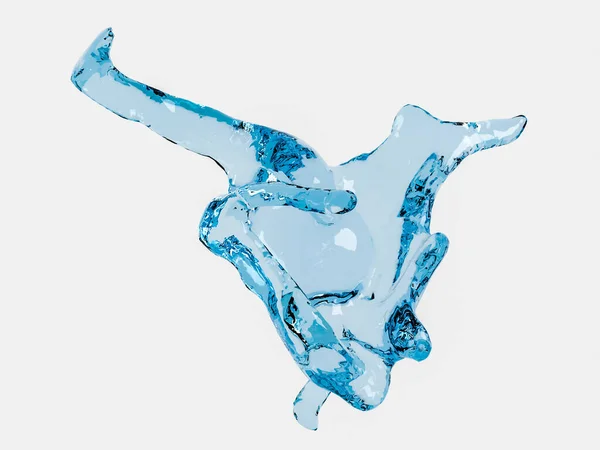 美丽的抽象液体透明清澈的蓝色水花在白色背景上 3D渲染图解设计 — 图库照片