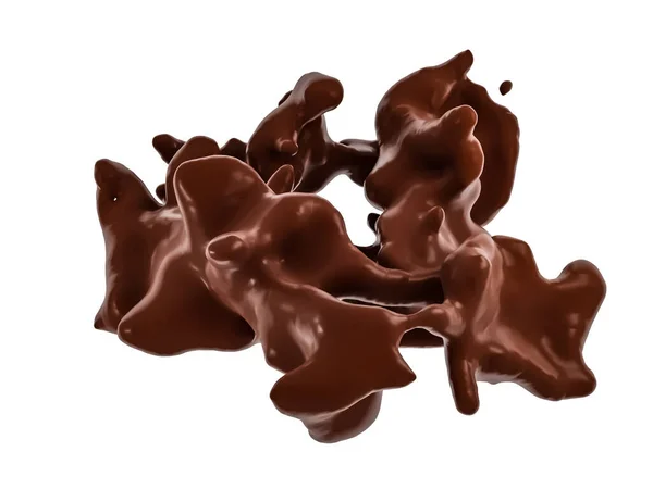 Beautiful Abstract Liquid Dark Brown Chocolate Splash White Background Render — Stock Photo, Image